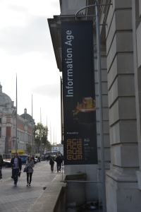 Banner of the exhibition "Information Age" at the London Science Museum.